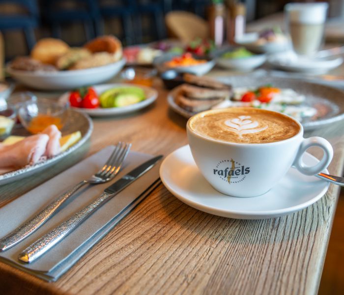 Breakfast with cappuccino at Hotel Terofal in Schliersee