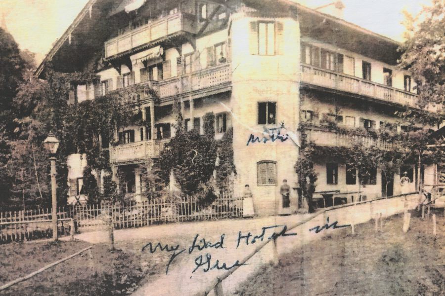 Historic photograph of Hotel Terofal in Schliersee from its early days, back when there was still a garden in front of the entrance