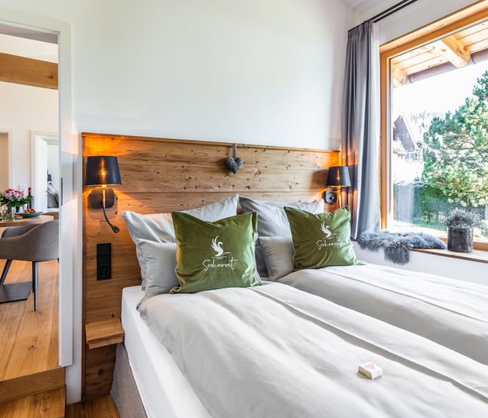 Doppelbett in der Ferienwohnung Franzl in der Seeheimat Schliersee